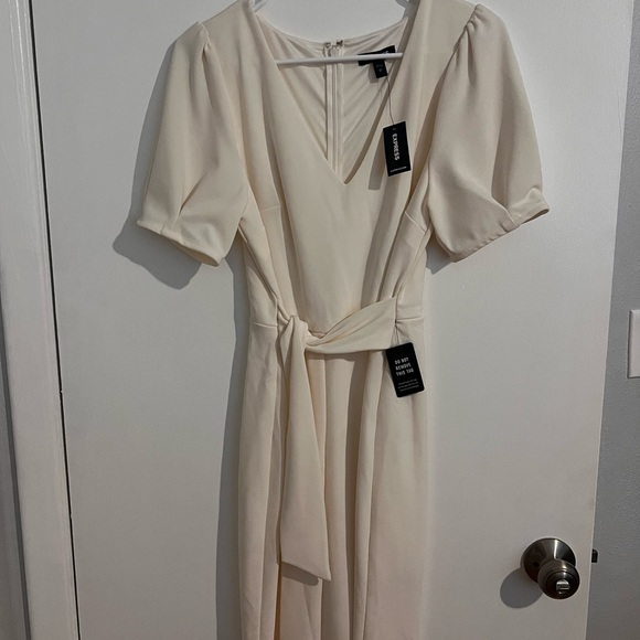 Express Tie Front Dress Size Medium White/Cream Color - Picture 1 of 5